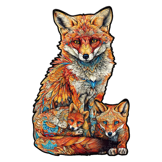 Fox with Pup Wooden Jigsaw Puzzle for Adults - Large 150 Pieces - 11.7 in x 16.5 in