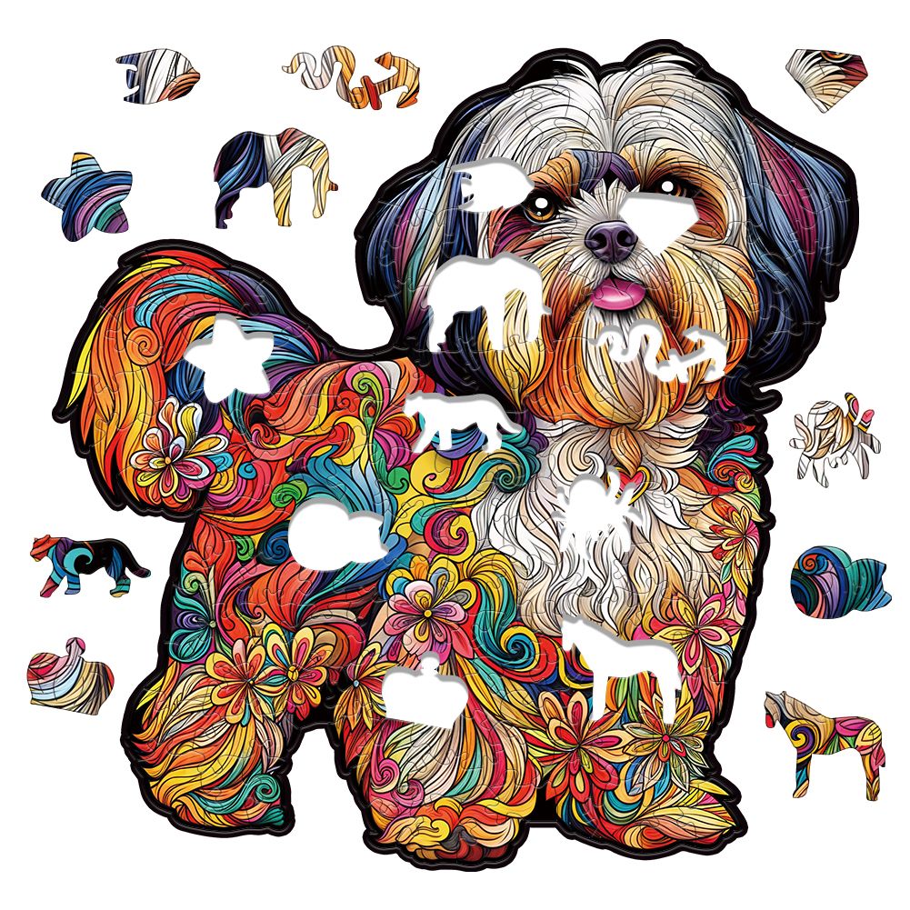 Lhasa Apso Dog Wooden Jigsaw Puzzle for Adults - Large 150 Pieces - 11.7 in x 16.5 in