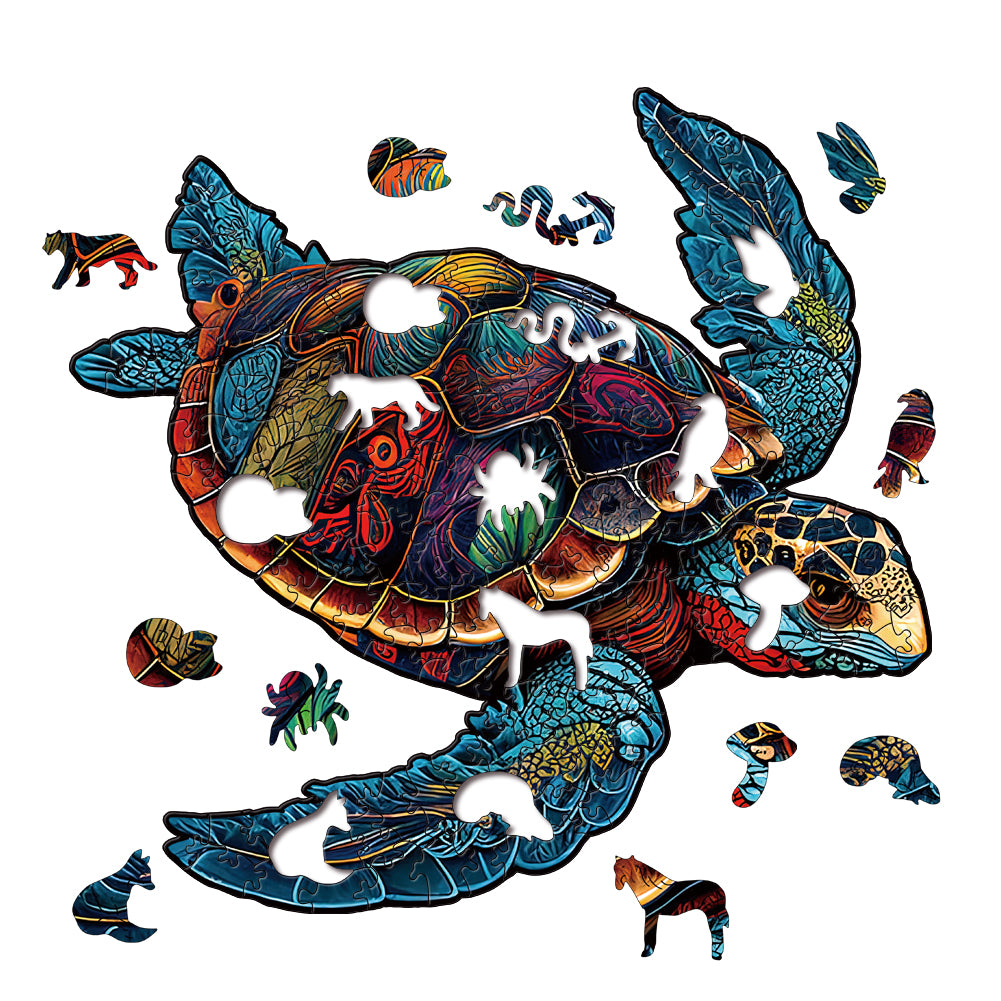 Sea Turtle Wooden Jigsaw Puzzle for Adults - Large 150 Pieces - 11.7 in x 16.5 in