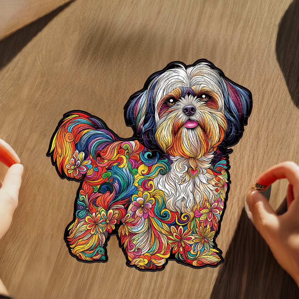 Lhasa Apso Dog Wooden Jigsaw Puzzle for Adults - Large 150 Pieces - 11.7 in x 16.5 in