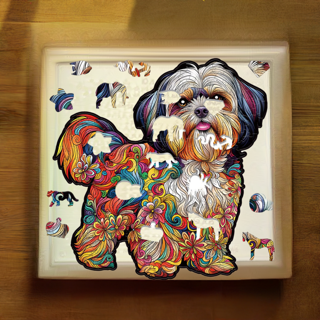 Lhasa Apso Dog Wooden Jigsaw Puzzle for Adults - Large 150 Pieces - 11.7 in x 16.5 in