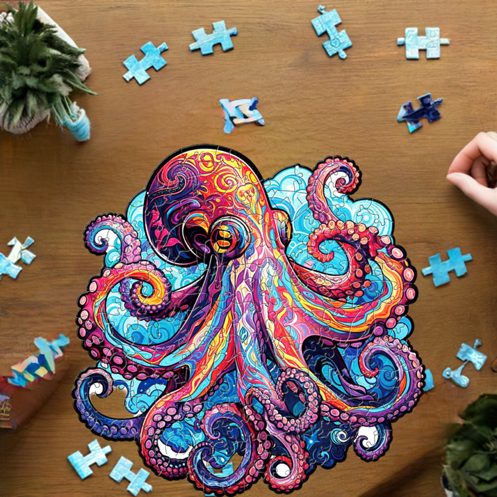 Octopus Wooden Jigsaw Puzzle for Adults - Large 150 Pieces - 11.7 in x 16.5 in