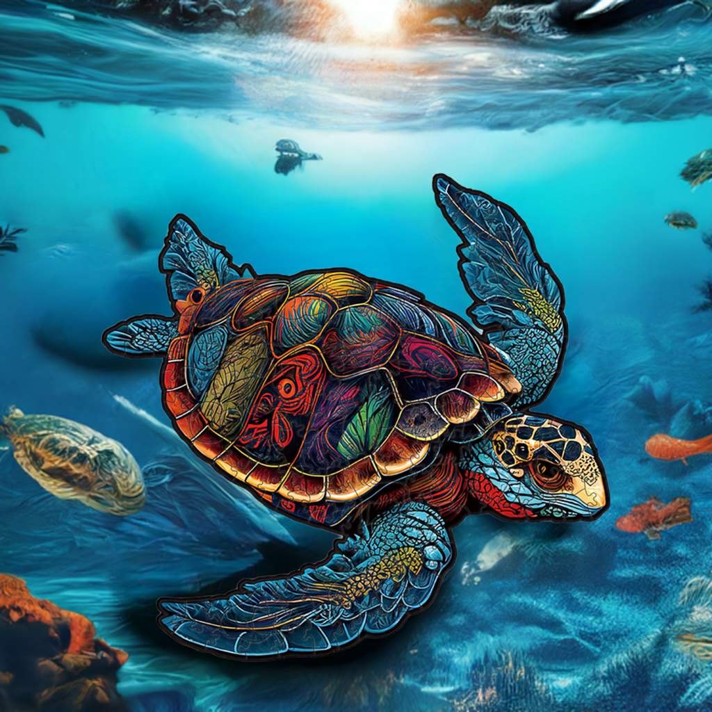 Sea Turtle Wooden Jigsaw Puzzle for Adults - Large 150 Pieces - 11.7 in x 16.5 in