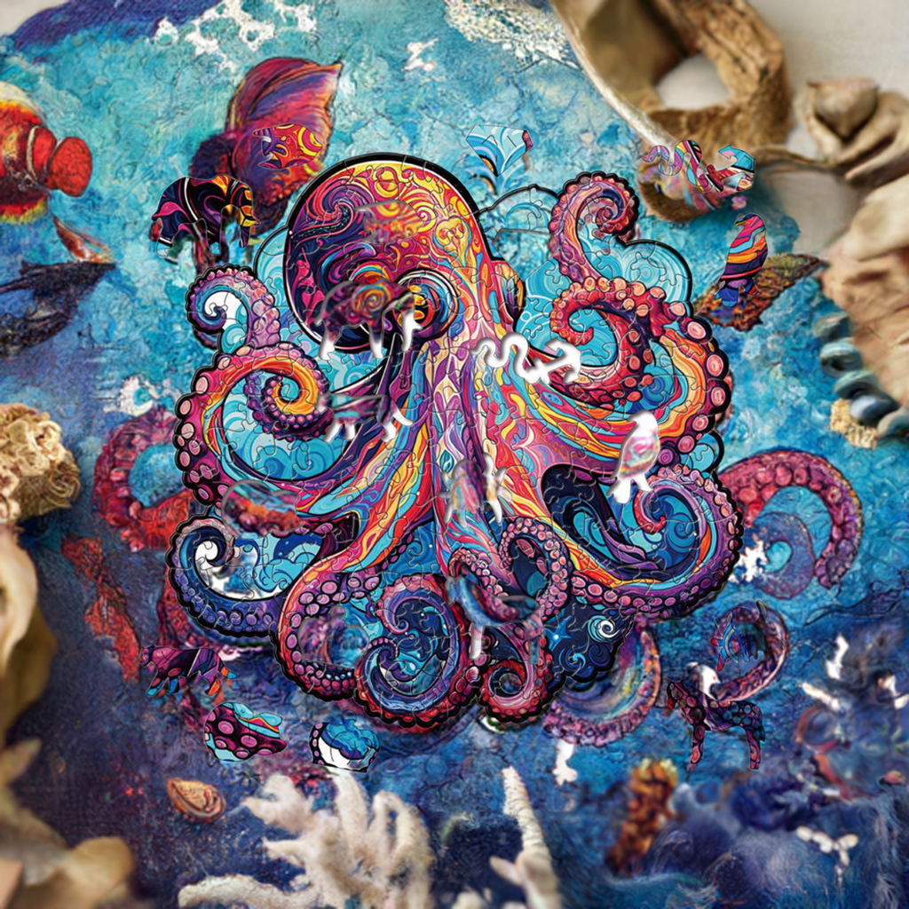 Octopus Wooden Jigsaw Puzzle for Adults - Large 150 Pieces - 11.7 in x 16.5 in