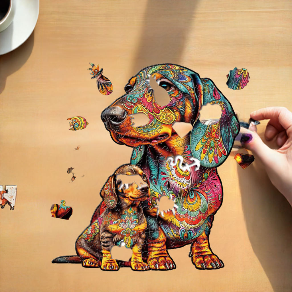 Dachshund Weiner Dog Wooden Jigsaw Puzzle for Adults - Large 150 Pieces - 11.7 in x 16.5 in